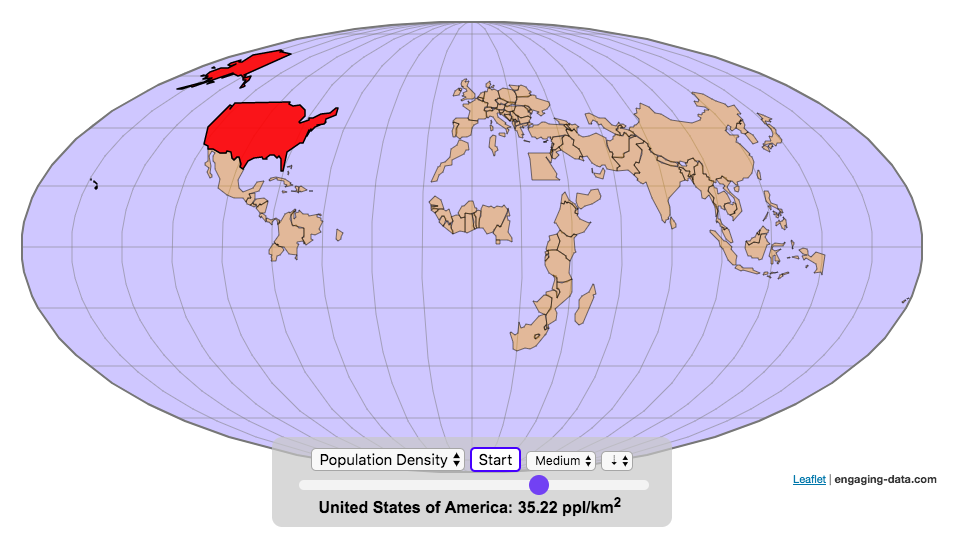 Countries with higher population density than US