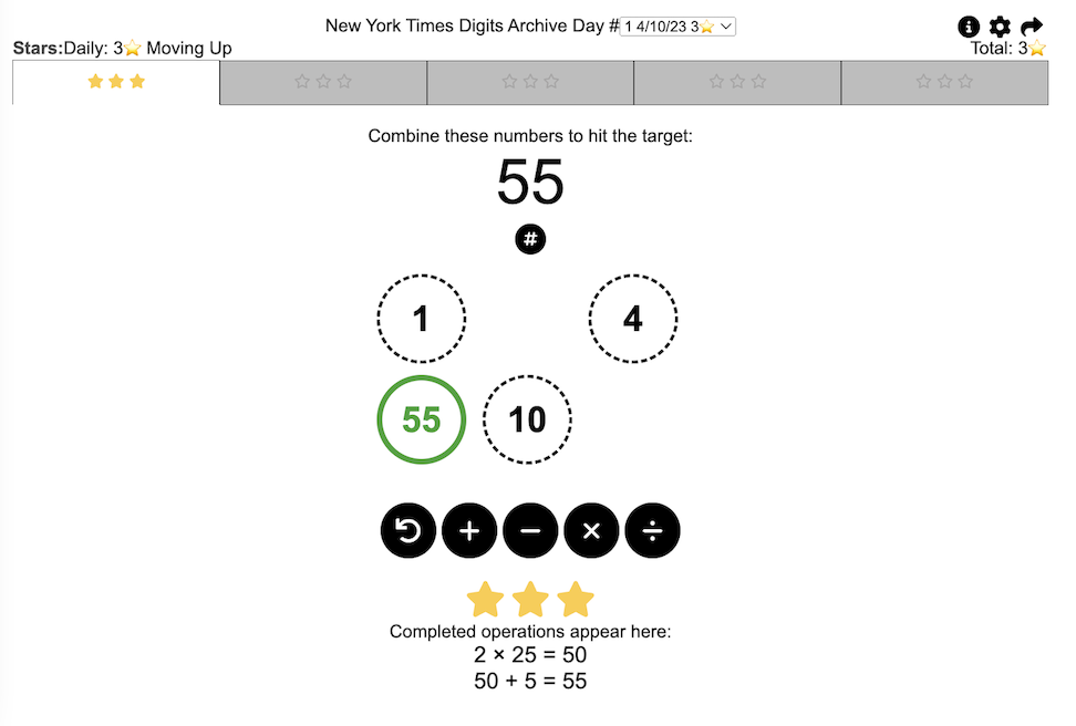 digits nytimes game
