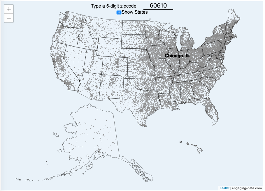 Interactive US Zip Code Map
